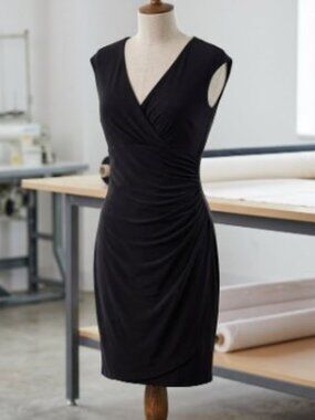 Lauren Ralph Lauren Black Side Gather Dress Size 6P